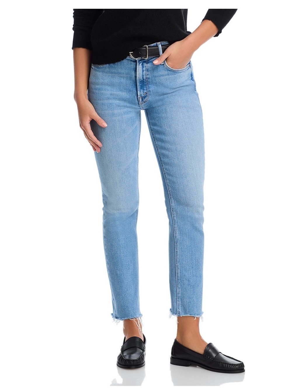 MOTHER Light Blue Cropped Straight Ankle Jeans Mid rise dazzler 28p